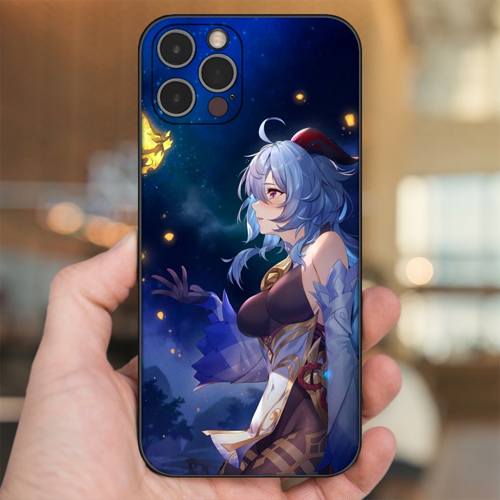 Ốp lưng iPhone 12 Pro dẻo đen cạnh vuông in hình Ganyu Genshin Impact