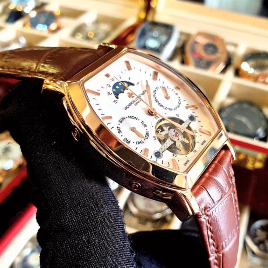 Đồng hồ Nam vacheron máy nhật, mặt đen viền trắng, dòng cơ Automatic + Thẻ Bảo Hành , Đồng hồ thật đẹp