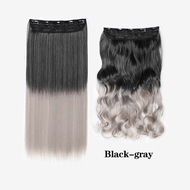Tóc giả nối dài kiểu xoăn nhuộm ombre đen xám thời trang dành cho nữ