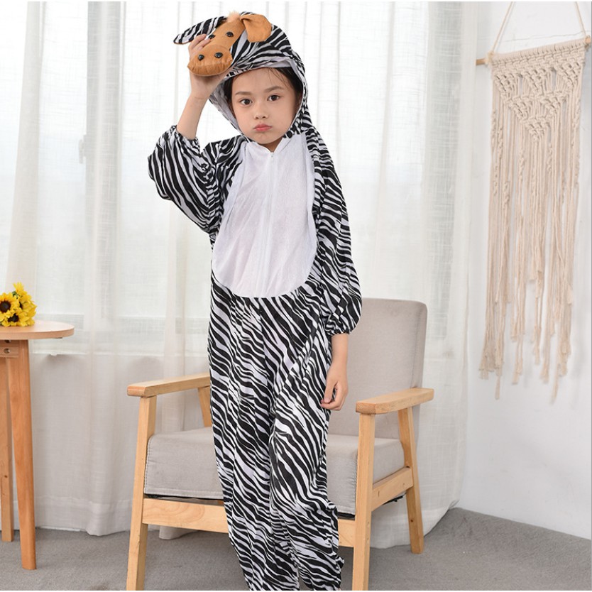 (CÓ SẴN) Bộ Đồ Hoá Trang Con Ngựa Vằn Cho Trẻ Em và Người Lớn, Trang Phục Các Con Vật Trong 12 Con Giáp Cực Dễ Thương