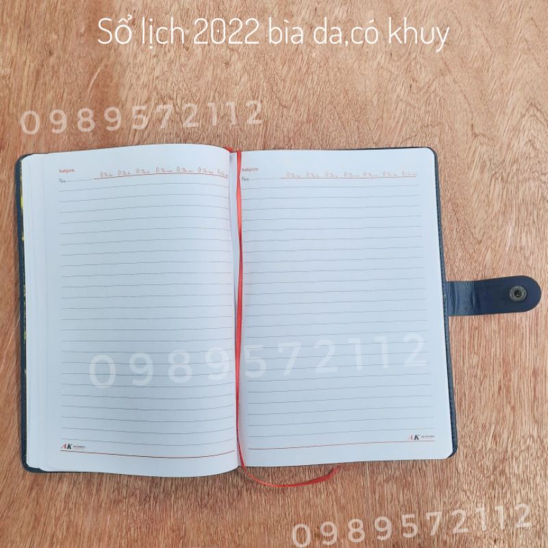 Sổ lịch 2022 bìa da,có khuy 192 trang (18cm * 26cm).