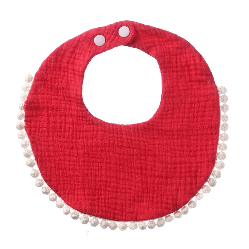 Yếm Ăn Cotton Nhăn In Họa Tiết Xinh Xắn Có Khóa Bấm Dành Cho Bé Gái