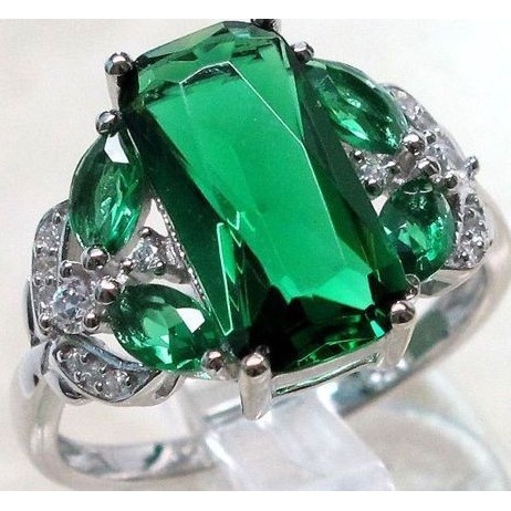 Nhẫn Đính Hôn Bạc Đính Đá Sapphire Tự Nhiên Phong Cách Âu Mỹ