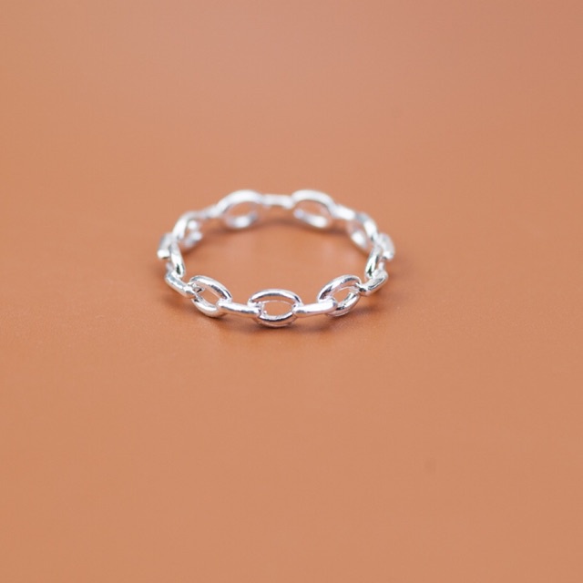Nhẫn Bạc Ta CaoBac Jewellery Cho Nữ Kiểu Trơn Không Đính Đá Hoạ Tiết Chuỗi Xích Unisex Basic