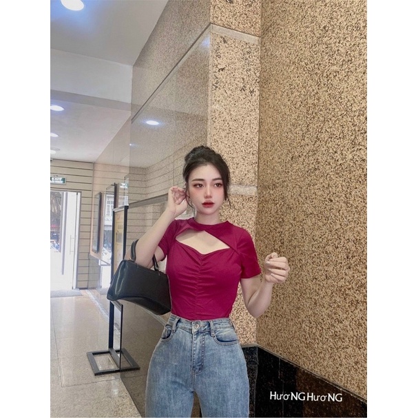 ÁO THUN ZIP DÚM KHOÉT NGỰC TÔN VÒNG 1 MS10092