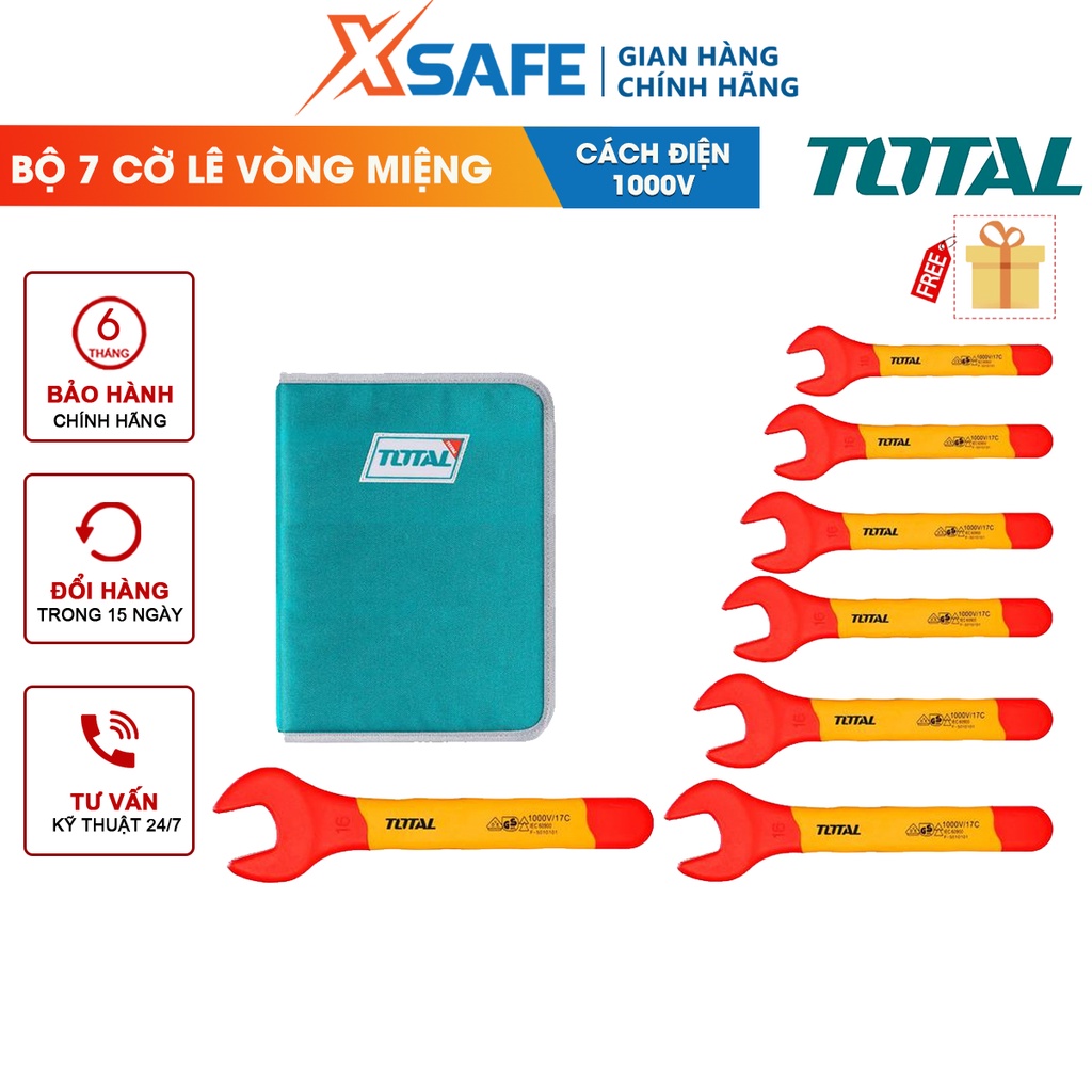 Bộ cờ lê cách điện 7 chi tiết THKISPA0701, cách điện lên tới 1000V, gồm các size 8mm, 10mm, 12mm, 13mm, 14mm, 17mm, 19m