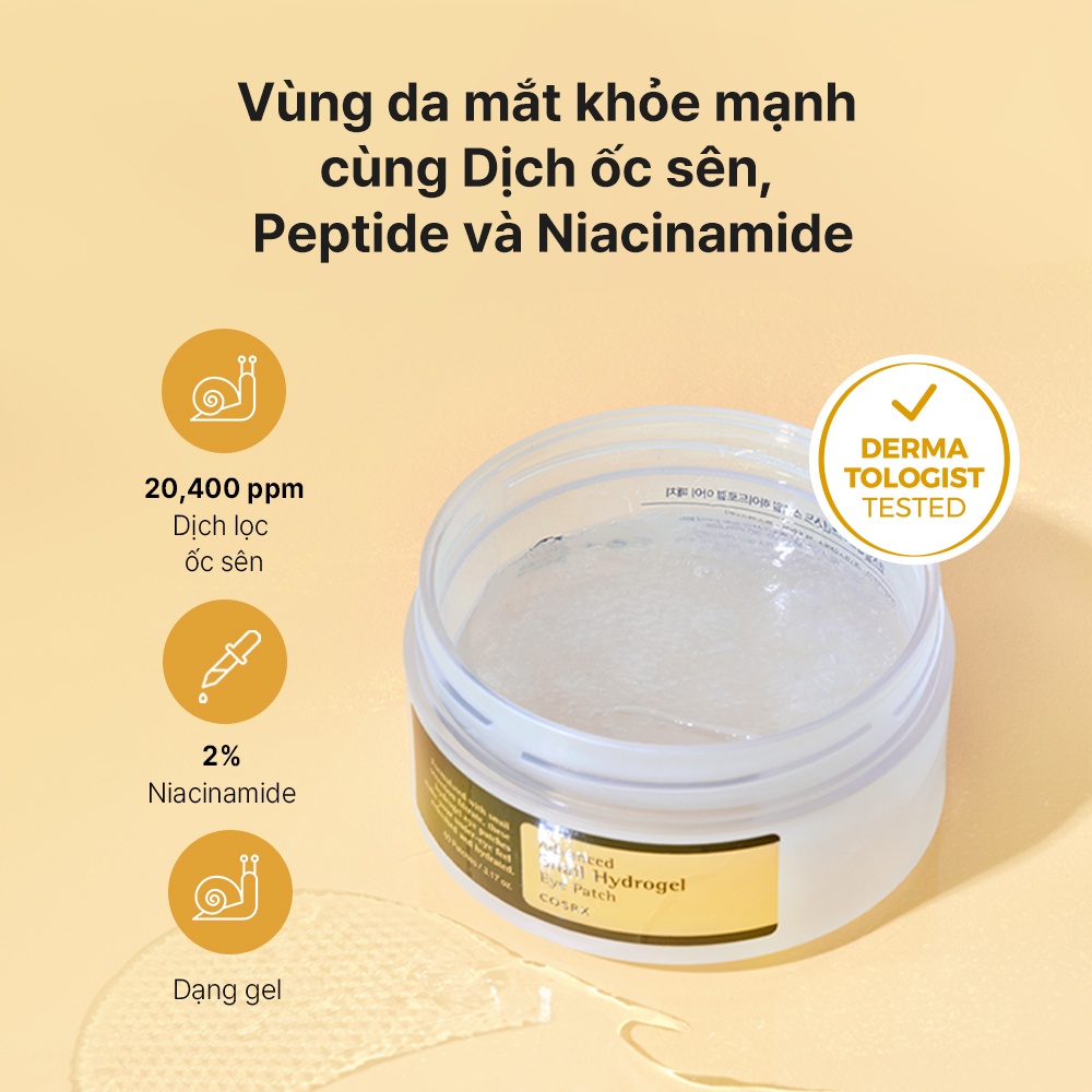Mặt nạ mắt ốc sên COSRX Advanced Snail Hydrogel Eye Patch 60 miếng