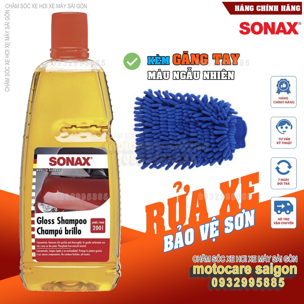 [Kèm bao tay rửa xe] Nước rửa xe Sonax đậm đặc 1L