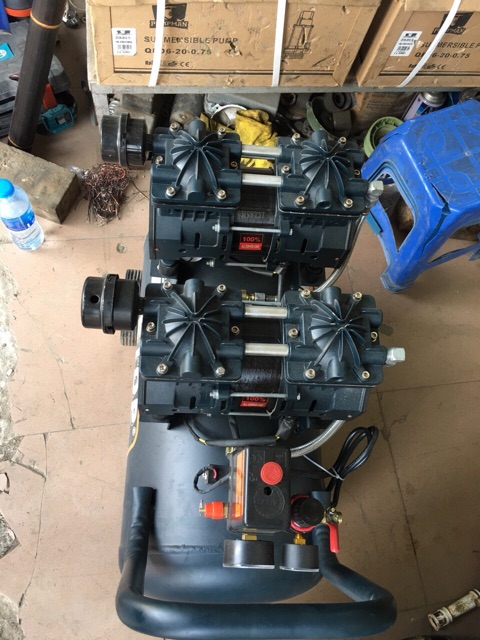 Máy nén khí sạch ETOP 50 lít không dầu, 2 motor 600w chạy dây lõi đồng 100% chống ồn chạy êm