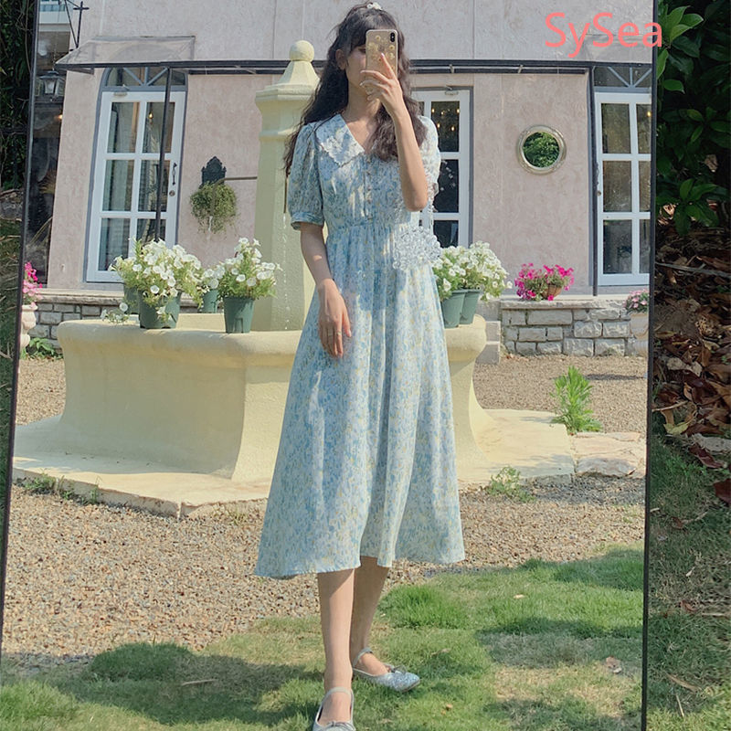 Đầm Maxi Chất Chiffon Hoạ Tiết Hoa Phong Cách Retro