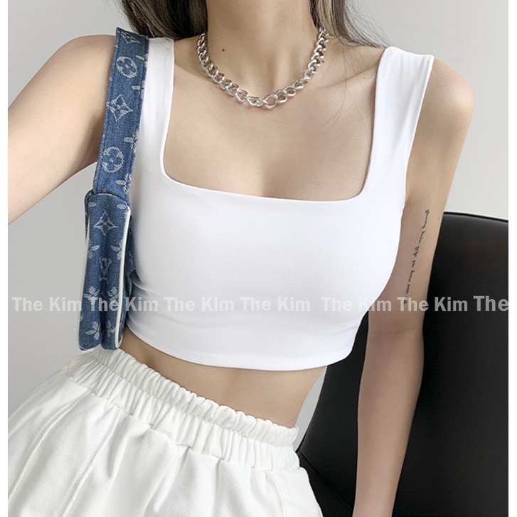 Áo thun croptop cổ vuông vải cotton | BigBuy360 - bigbuy360.vn