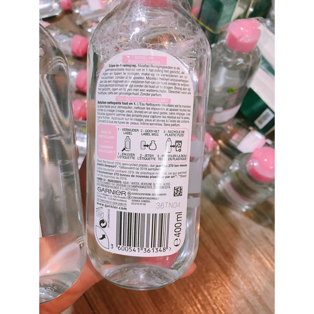 Nước tẩy trang Garnier Micellar Cleansing Water - HỒNG