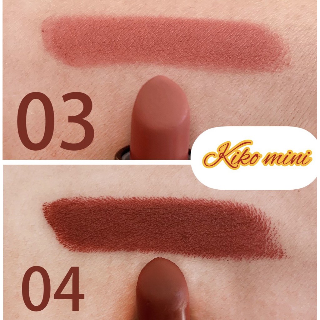 Son Lì kiko Mini Lipstick Kiko Milano Italy màu Hồng Nude, Hồng Đất, Nâu Đỏ, Hồng Tím, Tím Đậm