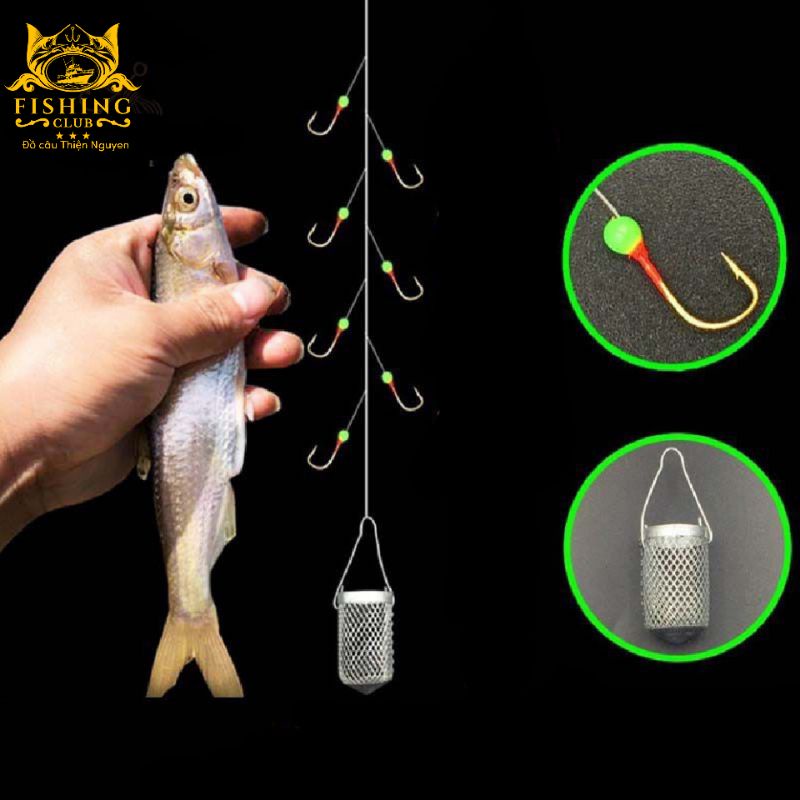 Bộ thẻ 7 lưỡi câu cá mương hồ siêu nhậy có rọ sắt