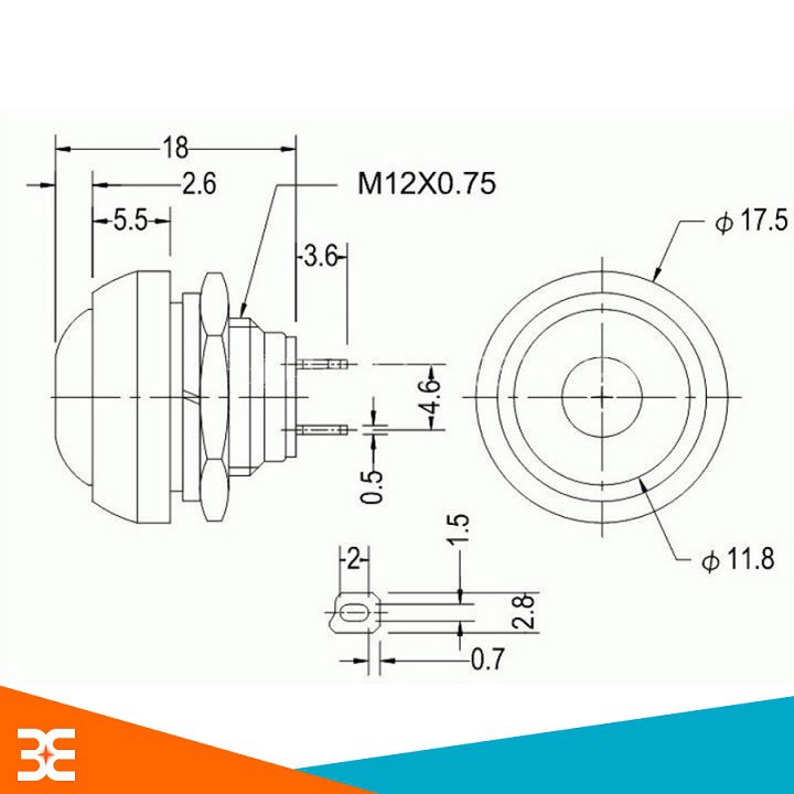 Nút Nhấn Đề PBS-33B Không Thấm Nước 12mm