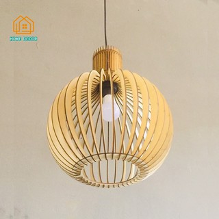 Đèn Gỗ thả trần trang trí dáng Củ tỏi - Đèn gỗ Decor trang trí nhà, quán cà phê siêu đẹp - Tặng kèm bóng điện 3W