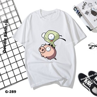 Áo Thun Nam Nữ Tay Lỡ Unisex Phông Trơn Oversize Form Rộng Basic Tee Hình heo cưỡi tắc kè