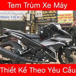 Tem trùm exciter 150 Đen Nhám Viền Trắng