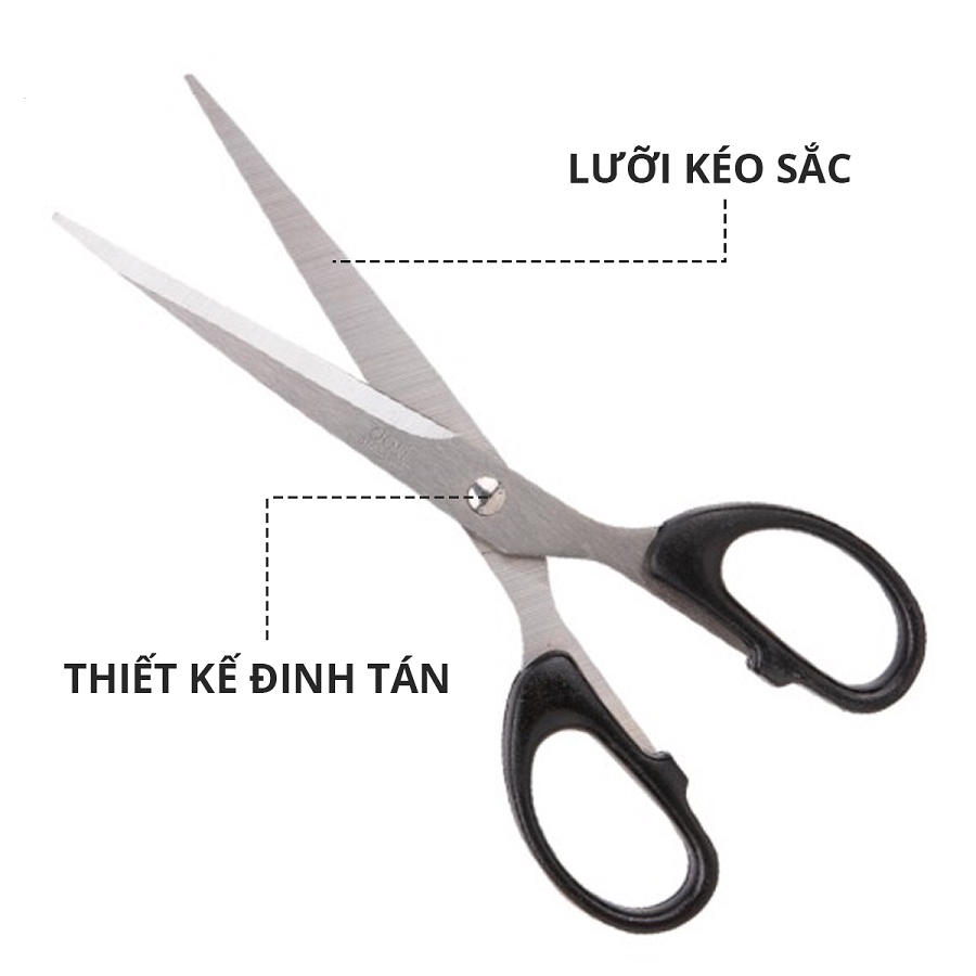 Kéo văn phòng 175mm Deli - E6009 Đen/Đỏ - 1 chiếc