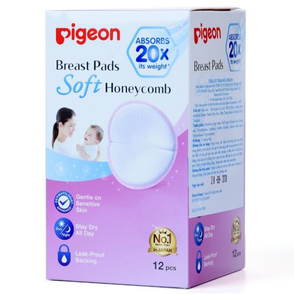 Miếng lót thấm sữa Pigeon 30 miếng, hộp 12 miếng, siêu mềm dành cho mẹ cho con bú và sau sinh.