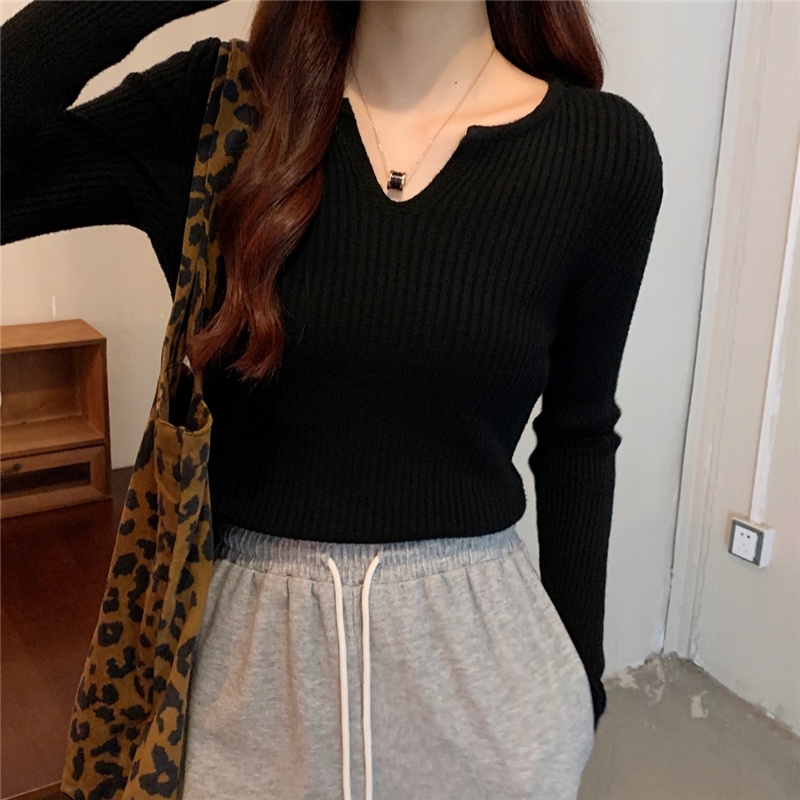 NZN Áo Len Dài Tay Cổ Chữ V Thiết Kế Mới Thời Trang Mùa Thu Theo Phong Cách Hàn Quốc Dành Cho Nữ