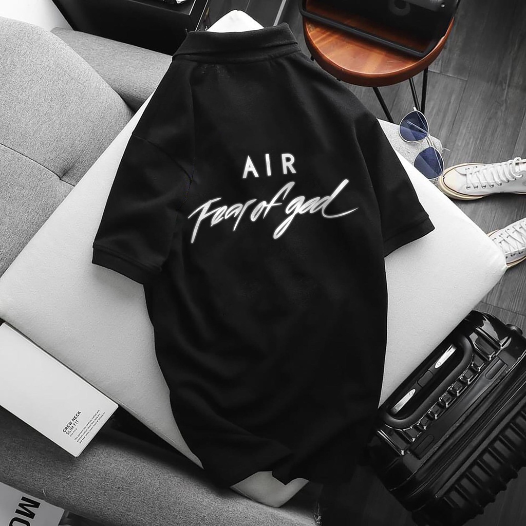 Áo POLO Air Fear Of God Phản Quang Bạc, chất Thun Cá Sấu Poly Thái full size Nam Nữ, Áo có cổ trắng đen, cổ trụ Unisex