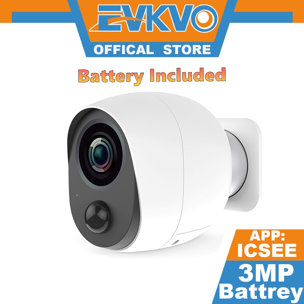 EVKVO - Free Battery Included - ICSEE APP 3MP WIFI CCTV Camera Outdoor Wireless IP Camera Home Security Surveillance Camera