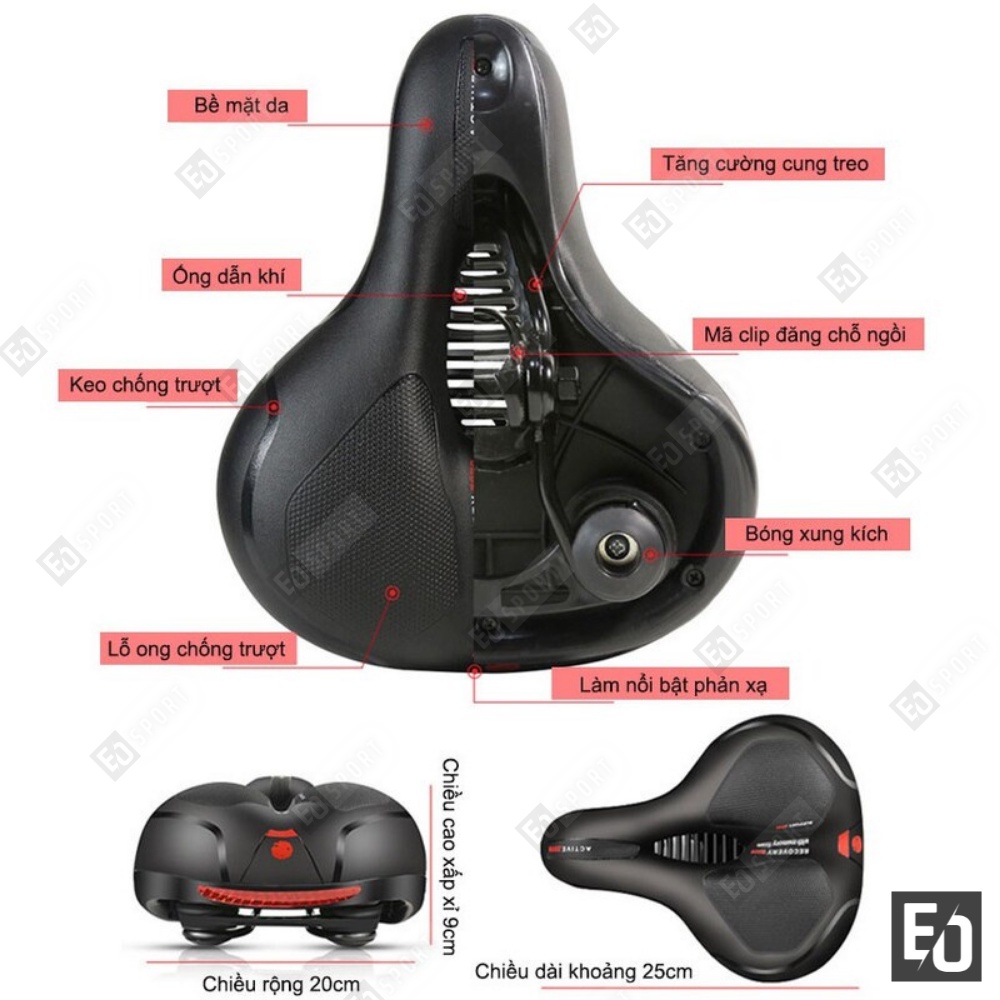 Yên xe đạp thể thao Active siêu êm ,chống nước, tăng ma sát chống trượt phù hợp với mọi dòng xe - EosportDZ
