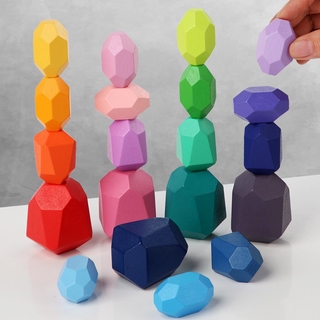 Đồ chơi giáo dục bộ 20 khối đá bằng gỗ cân bằng tumi ishi nhiều màu sắc