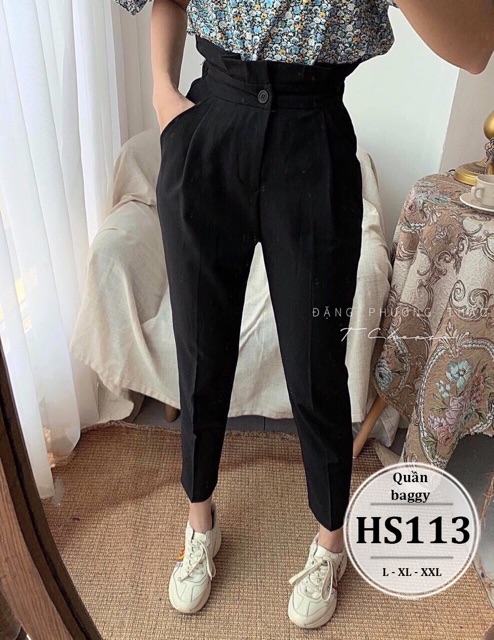 Quần tây bigsize nữ lưng cao bèo - Form quần rộng chất vải không giãn - Thời trang công sở HS113 - Size 55-90kg L XL XXL