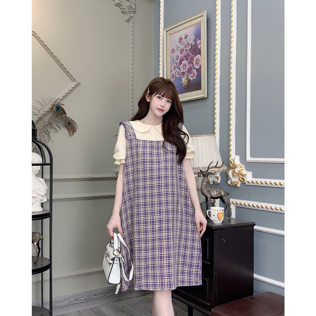 Yếm bầu liền áo thời trang thiết kế kẻ xinh xắn M497 Mom and Baby