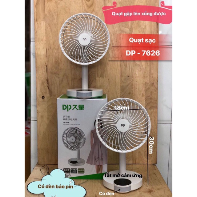 Quạt Sạc Tích Điện DP 7626 Chính Hãng