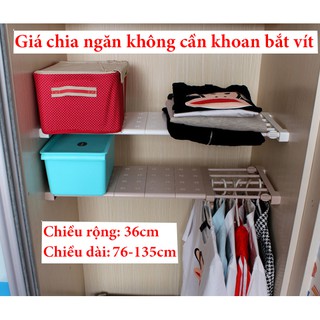 Giá chia ngăn tủ không cần khoan bắt vít [dài 76-135cm]