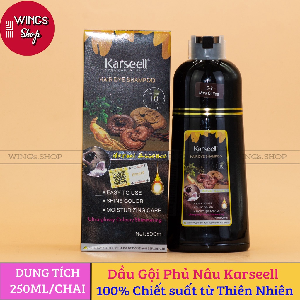 Dầu Gội Phủ Bạc Kareell 500ML | Dầu Gội Nhuộm Tóc Đen, Nhuộm Tóc Nâu Tinh Chất Thảo Dược