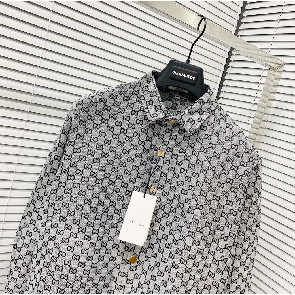 Áo Sơ Mi Nam DIO Họa Tiết Logo Siêu Cấp - Áo Sơ Mi Nam GC Dập Vân Logo Chất Vải Dệp Cao Cấp DT STORE MENWEAR