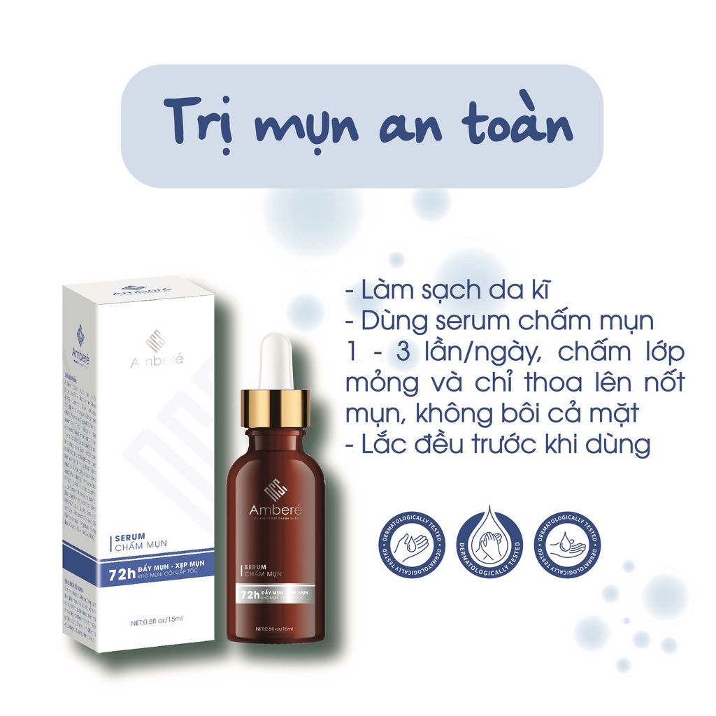 Serum chấm Mụn Ambere đẩy mụn ẩn xẹp mụn giảm xưng đỏ không gây kích ứng 15ml