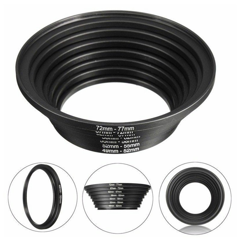 [New]7Pcs Photography Lens Filter Ring Adapter Step Up Outdoor Camera Aluminum Alloy Professional Mini 49-77mm Ring Adapter