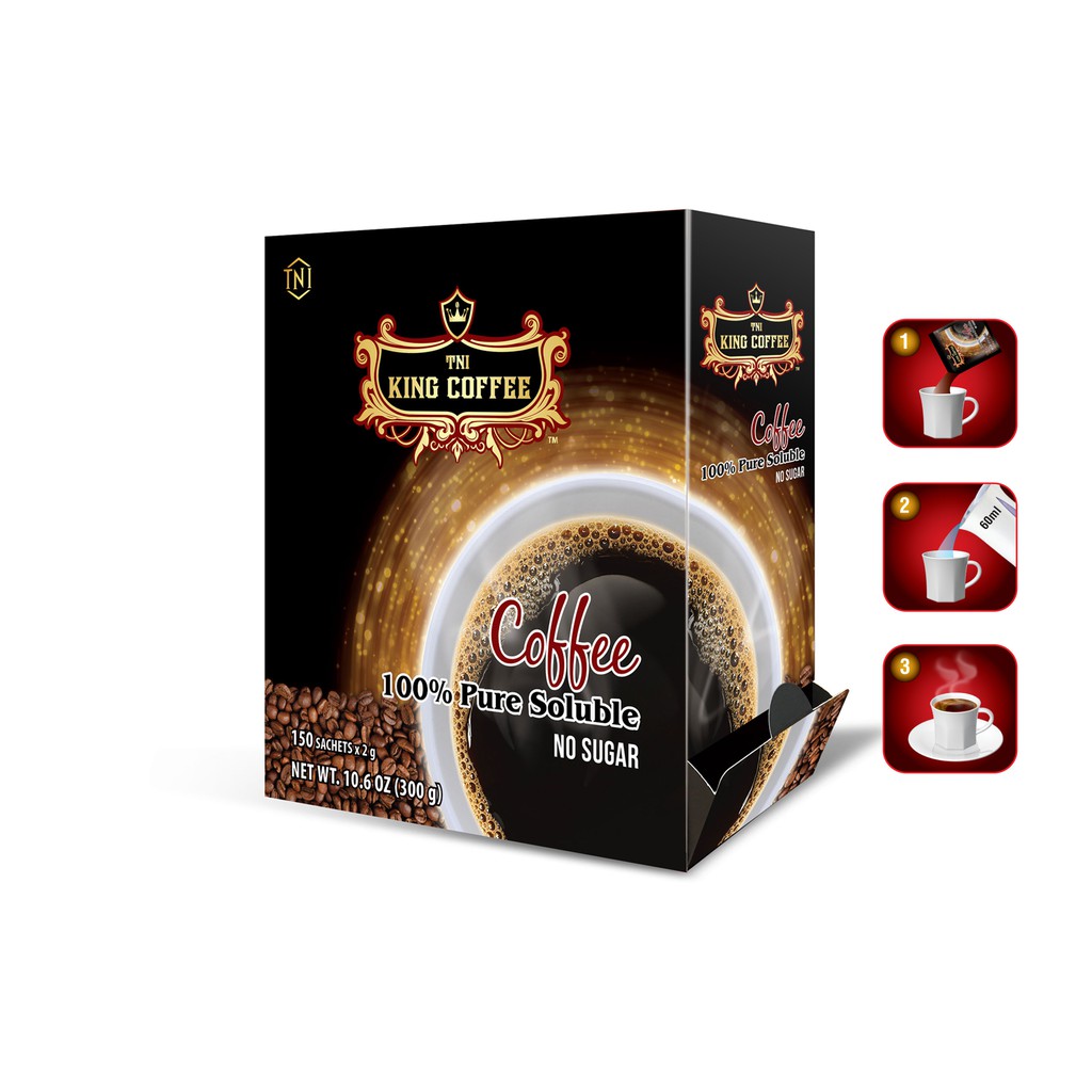 Cà Phê Hòa Tan Đen Thuần Khiết KING Coffee Không Đường - Hộp 150 gói x 2g | BigBuy360 - bigbuy360.vn