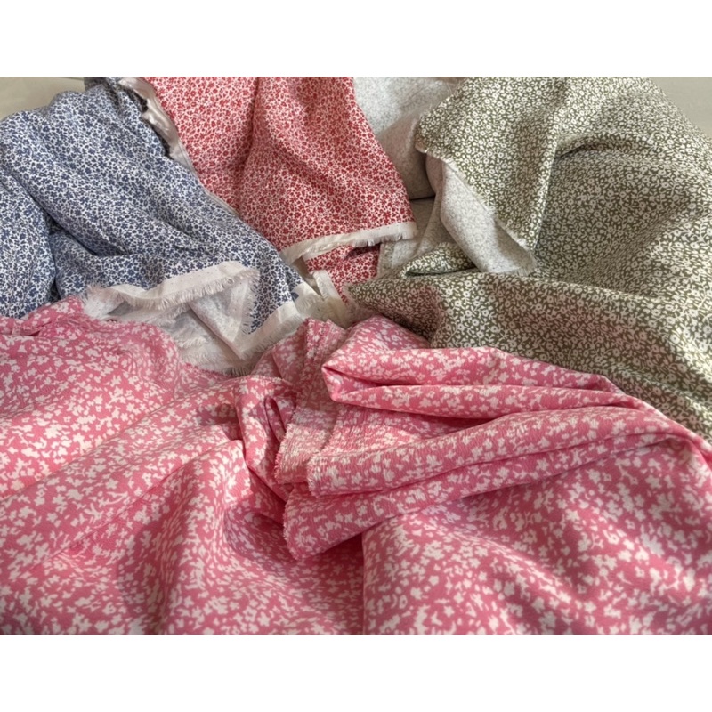 Vải đũi cotton hoa nhí vintage