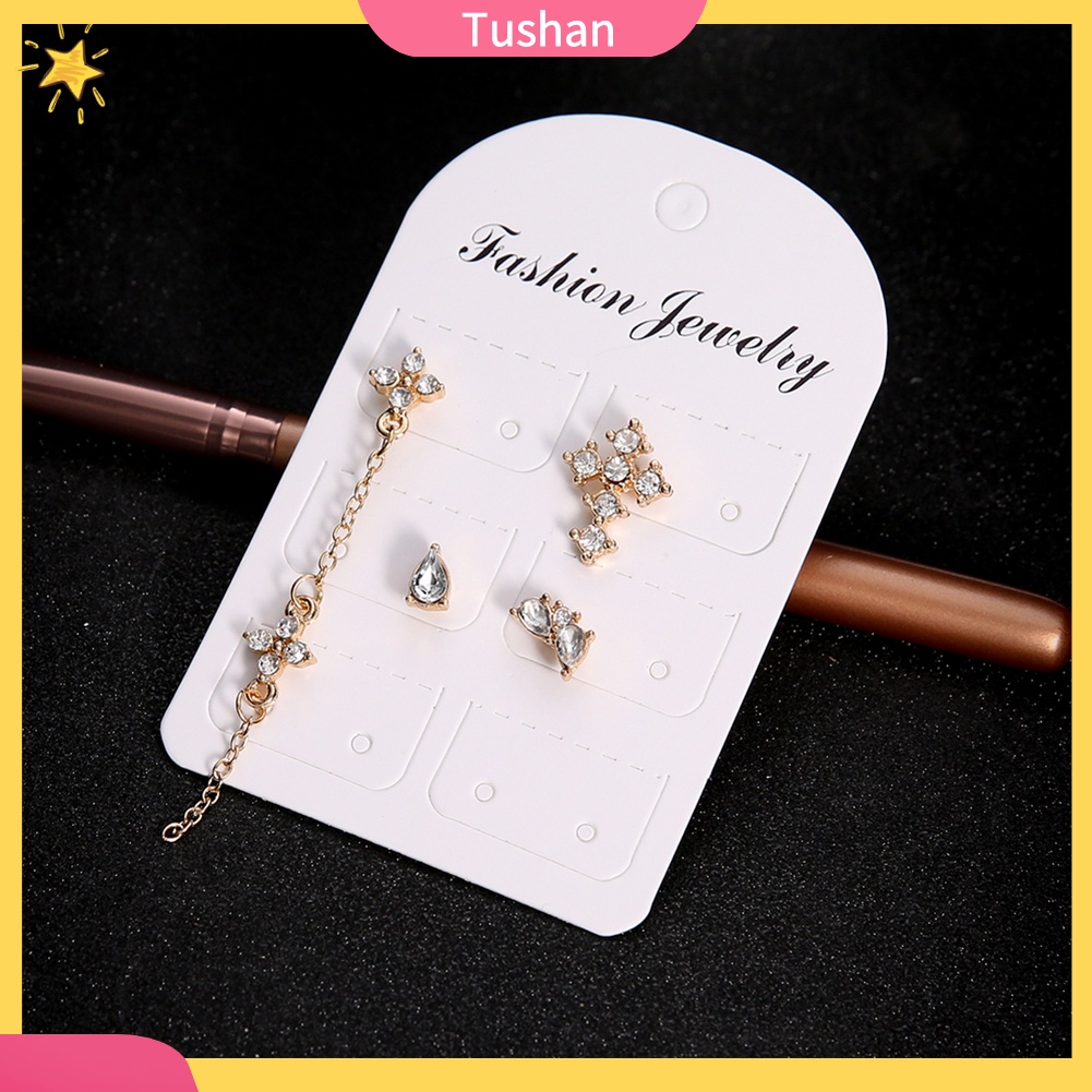 Set 4 khuyên tai đính đá thời trang cho nữ