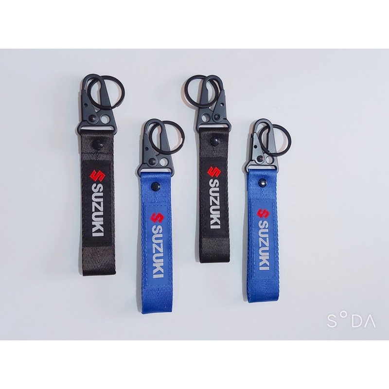 Móc khoá thép không gỉ kết hợp dây logo thêu cách hãng xe HONDA, YAMAHA, SUZUKI, BMW,...