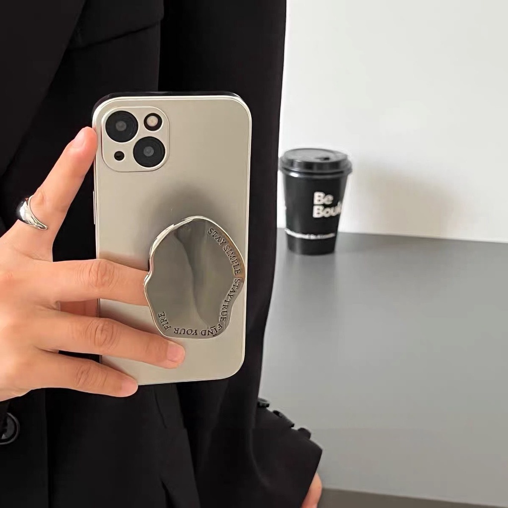 Ốp Điện Thoại Có Giá Đỡ Màu Bạc Cho Iphone 14 pro max 12 pro max 11 pro max xs max xr x 13promax 14 pro 14 plus