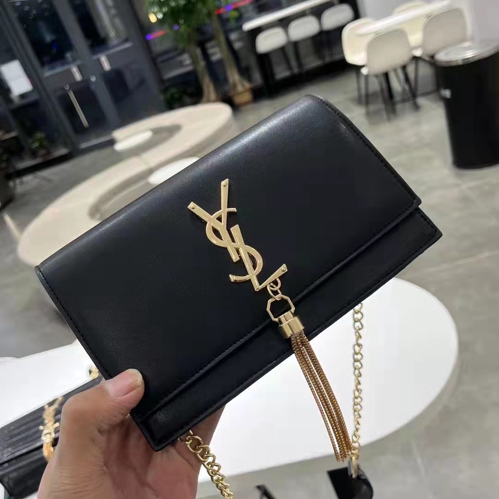 Saint Laurent Túi Xách Vuông Nhỏ Phối Tua Rua Phong Cách Hàn Quốc Cho Nữ