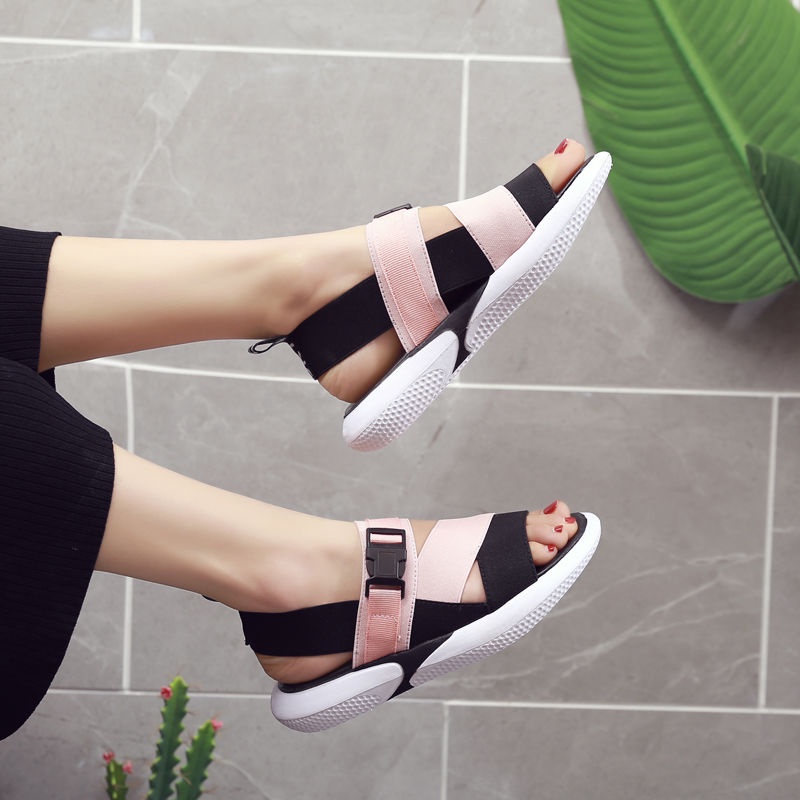 Giày Sandal Thể Thao Đế Phẳng Dày Phong Cách Hàn Quốc Mới Cho Nữ Sinh