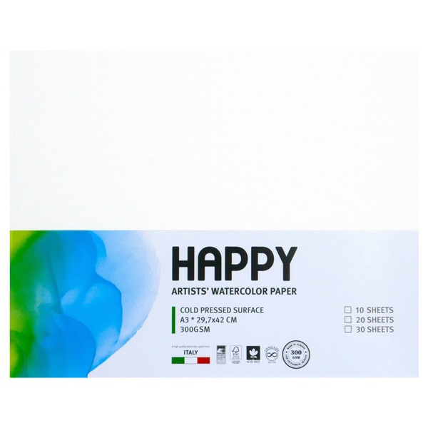 Giấy Happy Watercolor 300 GSM A3 10S HA300A3 (10 Tờ)