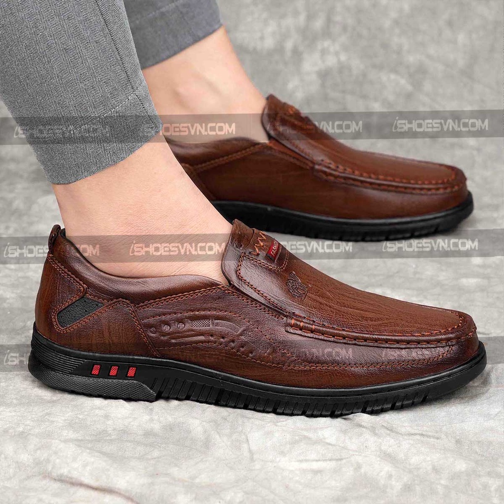 Giày lười nam da bò thật IS650 da mềm, đi siêu êm, kết hợp với nhiều trang phục