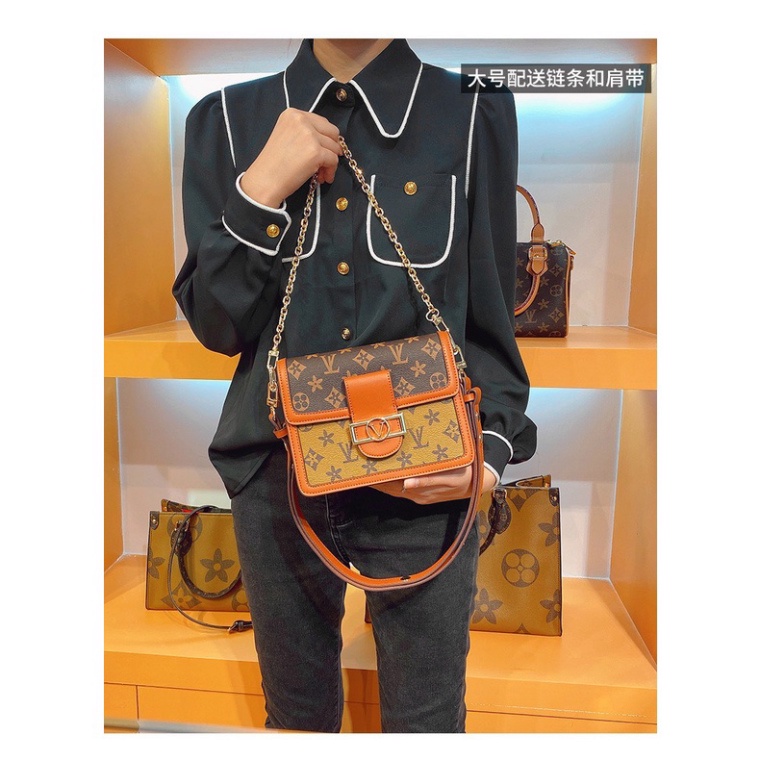 Túi xách nữ LV mềm thời trang, túi đeo chéo đeo vai kẹp nách đi chơi đi làm dây da phối xích cao cấp