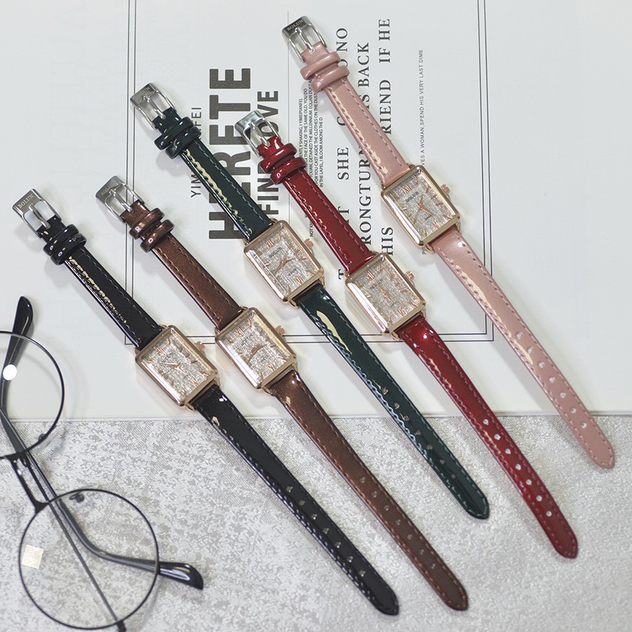 Đồng hồ nữ Bolun mặt chữ nhật dây da vintage dễ thương | BigBuy360 - bigbuy360.vn