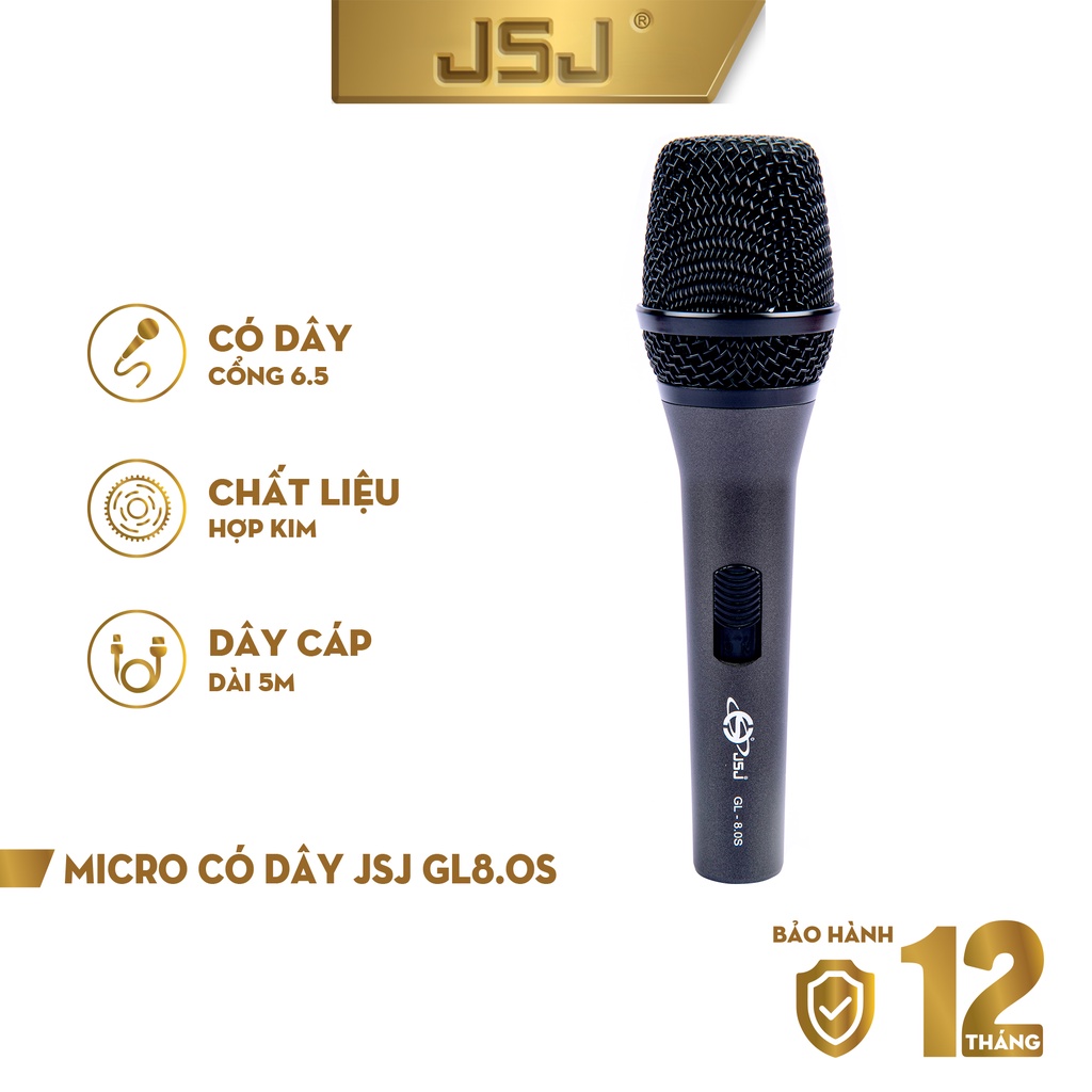 Micro karaoke có dây JSJ GL 9.0S với thiết kế lưới tản nhiệt cổ điển giảm tạp âm chống nhiễu thân kim loại được phủ nhám