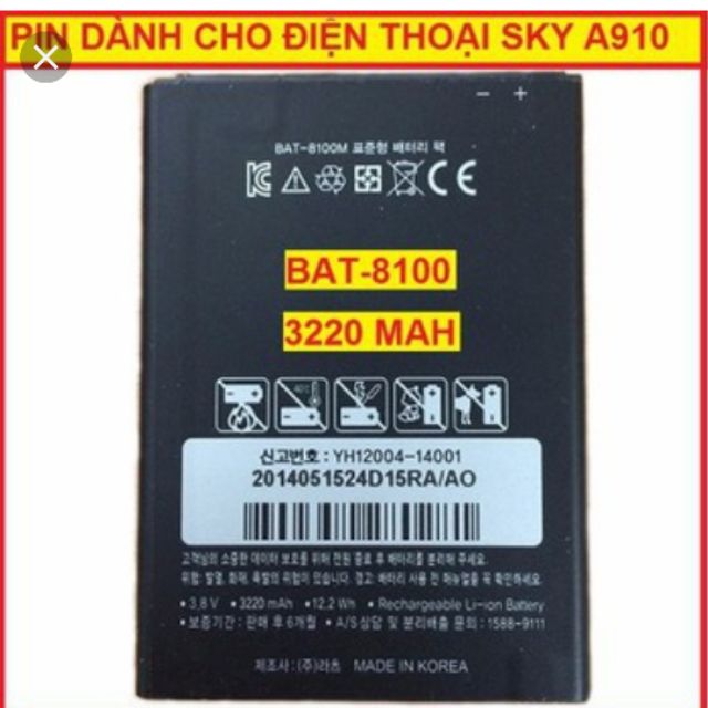 Pin sky A910 BAT-8100M xịn bảo hành 6 tháng
